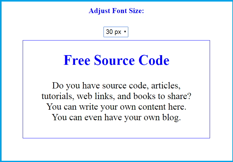 Font Size Adjustment Using JavaScript In HTML Free Source Code 