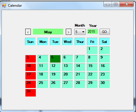 Creating Your Own Calendar In VB.NET | Free Source Code, Tutorials And ...