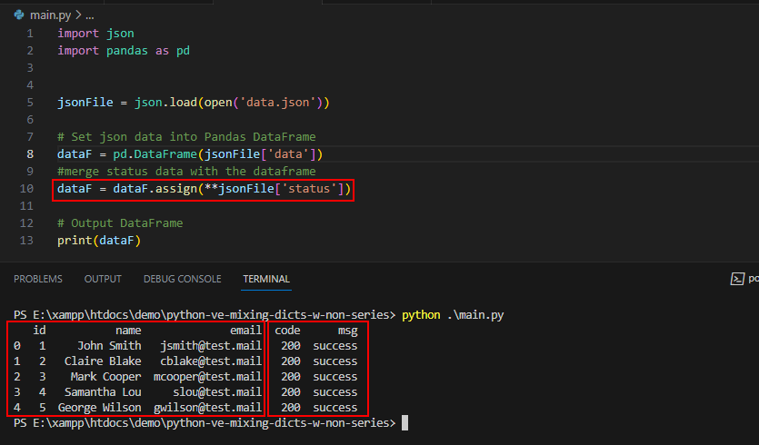 Python ValueError: Mixing Dicts With Non-Series May Lead To Ambiguous ...