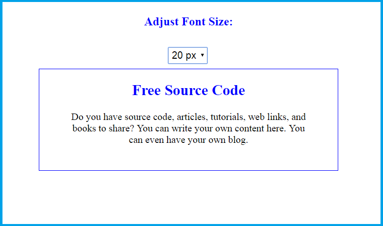 Font Size Adjustment using JavaScript in HTML | SourceCodester