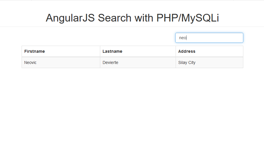 AngularJS Search with PHP/MySQLi | SourceCodester