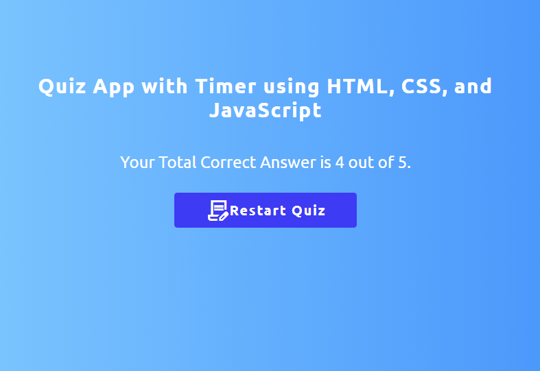 Simple Quiz App with a Timer Using HTML, CSS, and JavaScript