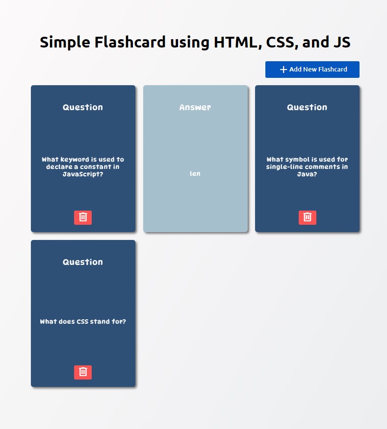 Simple Flashcard App with HTML, CSS, and JavaScript