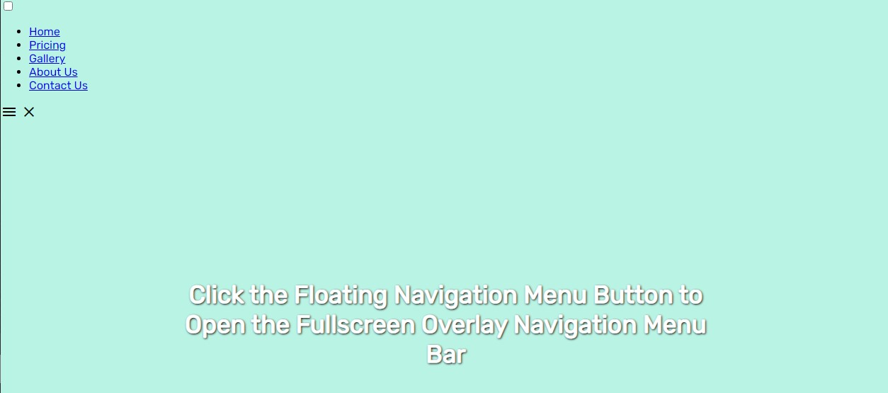 Fullscreen Overlay Menu Bar using HTML and CSS