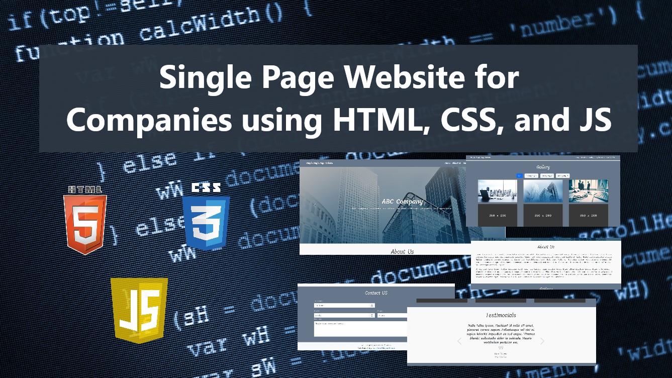 Single Page Website For Companies Using HTML CSS And JS Source Code 