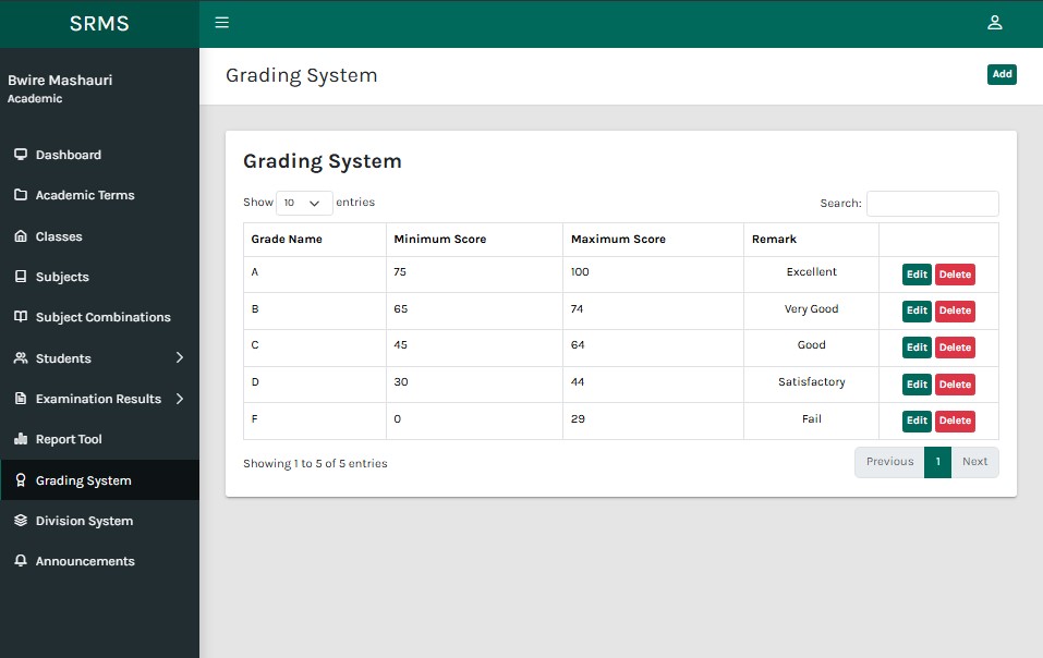 Student Result Management System using PHP and MySQL