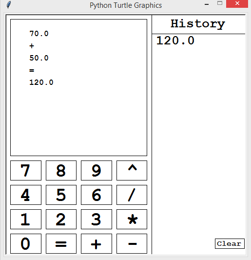 Simple Calculator GUI Project using Turtle in Python Free Source Code ...