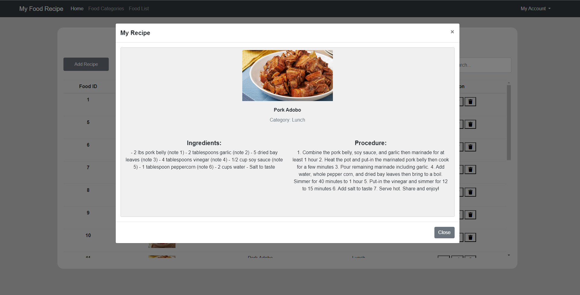 My Food Recipe