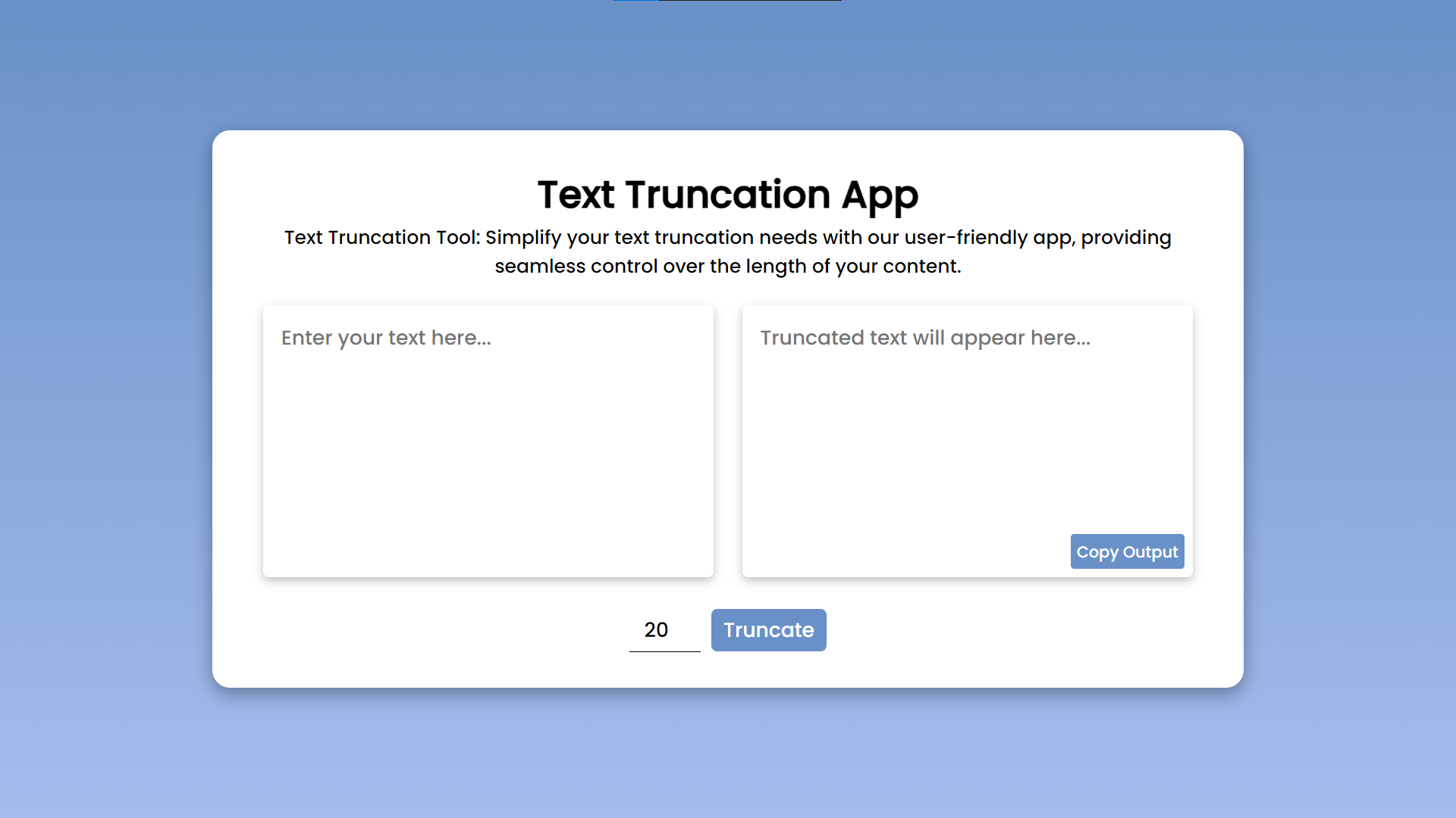 Text Truncation App Using HTML, CSS and JavaScript with Source Code ...