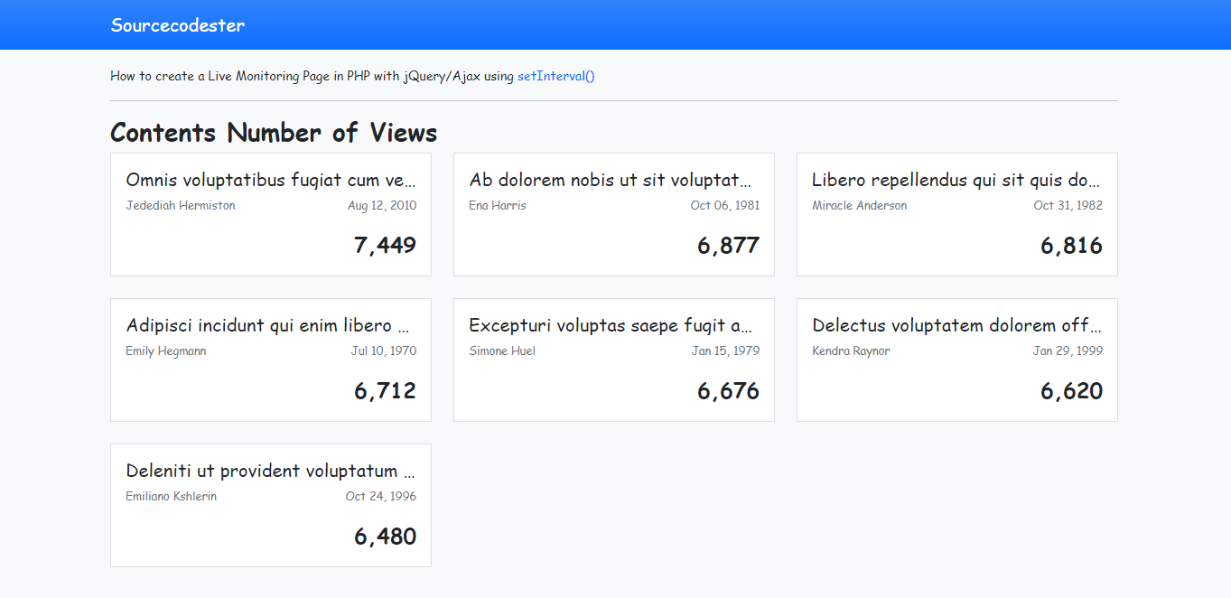 How To Create Live Data Monitoring Page In PHP Using JQuery And Ajax 