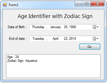 Age Identifier with Zodiac Sign SourceCodester