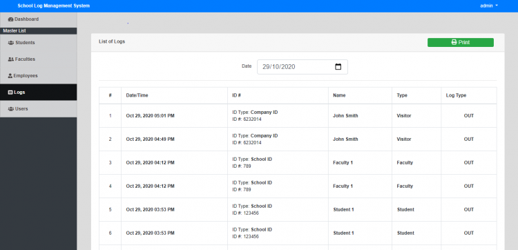 School Log Management System Using Phpmysqli With Source Code Mobile 9202