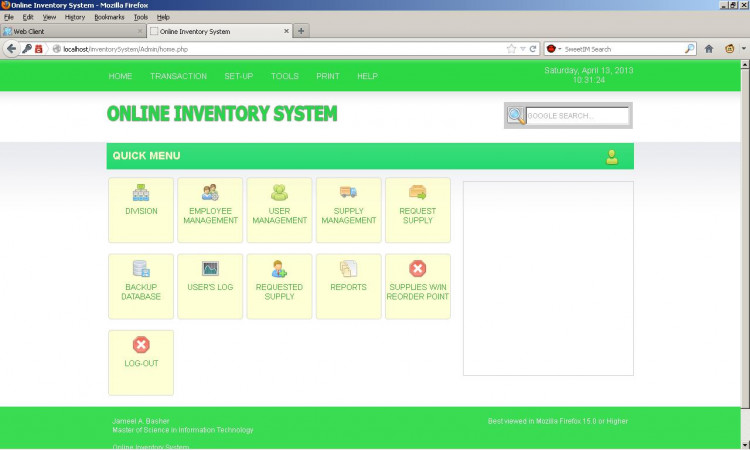 java code for simple inventory system