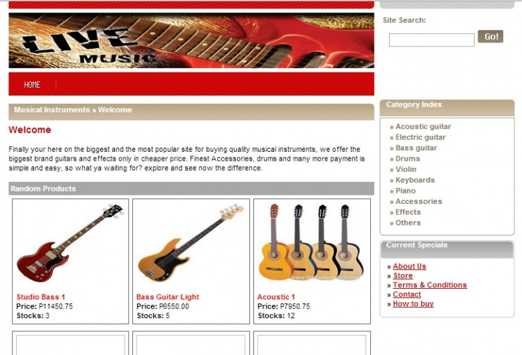 Online Musical Instrument Selling System | SourceCodester