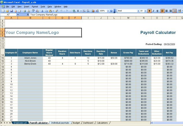 employee payroll database template