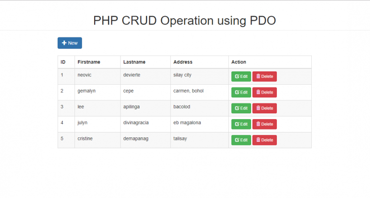 PHP CRUD Operation Using PDO With Bootstrap/Modal Tutorial | SourceCodester