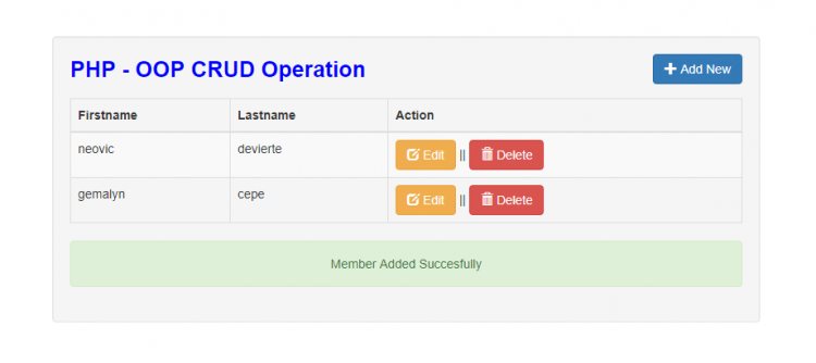crud operations in php