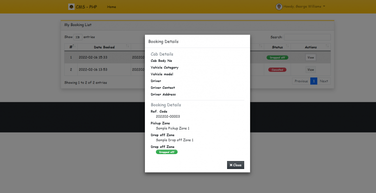 Cab Management System In PHP/OOP Free Source Code | SourceCodester