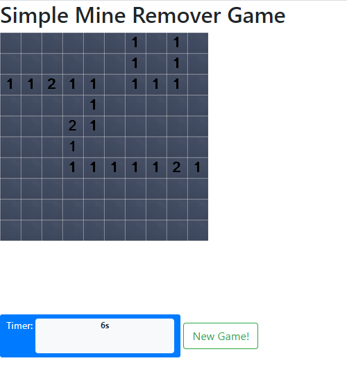 Simple Mine Remover Game using JavaScript with Source Code SourceCodester