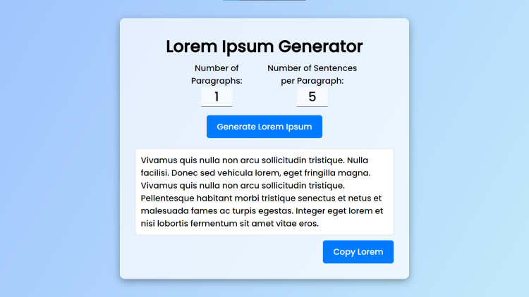 Lorem Ipsum Generator Using HTML, CSS And JavaScript With Source Code ...