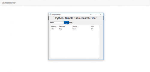 Simple Table Search Filter Python