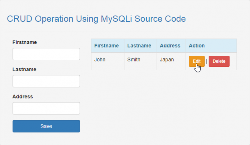 Crud Operation Using Mysqli Source Code Free Source Code And Tutorials 5641