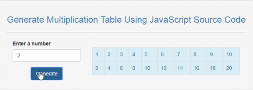 Generate Multiplication Table Using JavaScript | Free Source Code ...