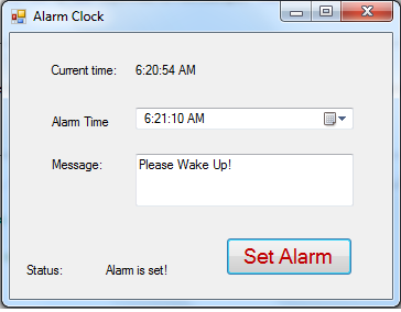 java program alarm clock