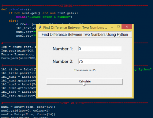 how to find difference between two numbers in python