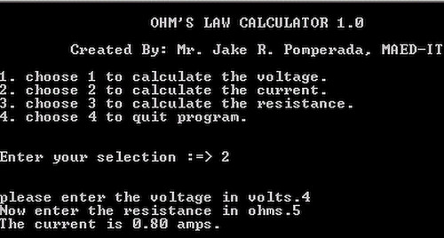 Ohms Law Calculator 1.0 | Free Source Code, Tutorials And Articles