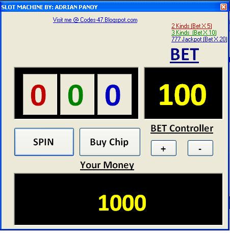 Slot Machine Java Program Code