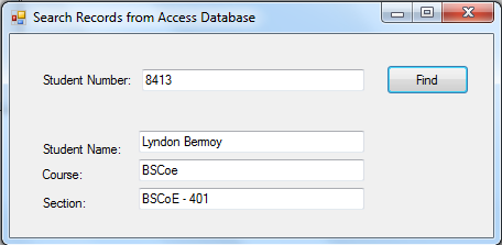 Search and Retrieve a Record from Access Database and VB 