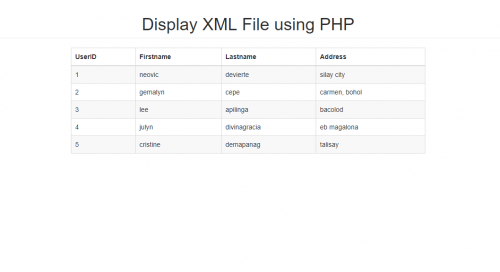 Displaying XML File using PHP